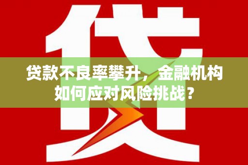 江都贷款不良率攀升，金融机构如何应对风险挑战？