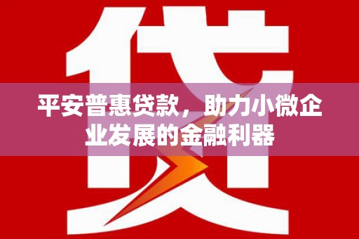 江都平安普惠贷款，助力小微企业发展的金融利器