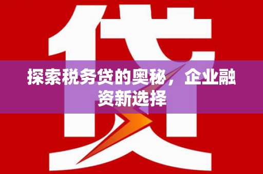 江都探索税务贷的奥秘，企业融资新选择